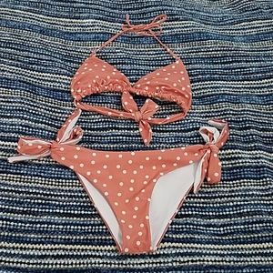 NWOT  Orange Polka Dotted Bikini Set